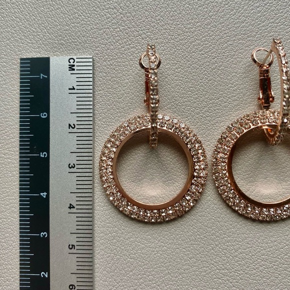 CRYSTAL DROP HOOPS EARRINGS- Rose Gold - Picture 2 of 3